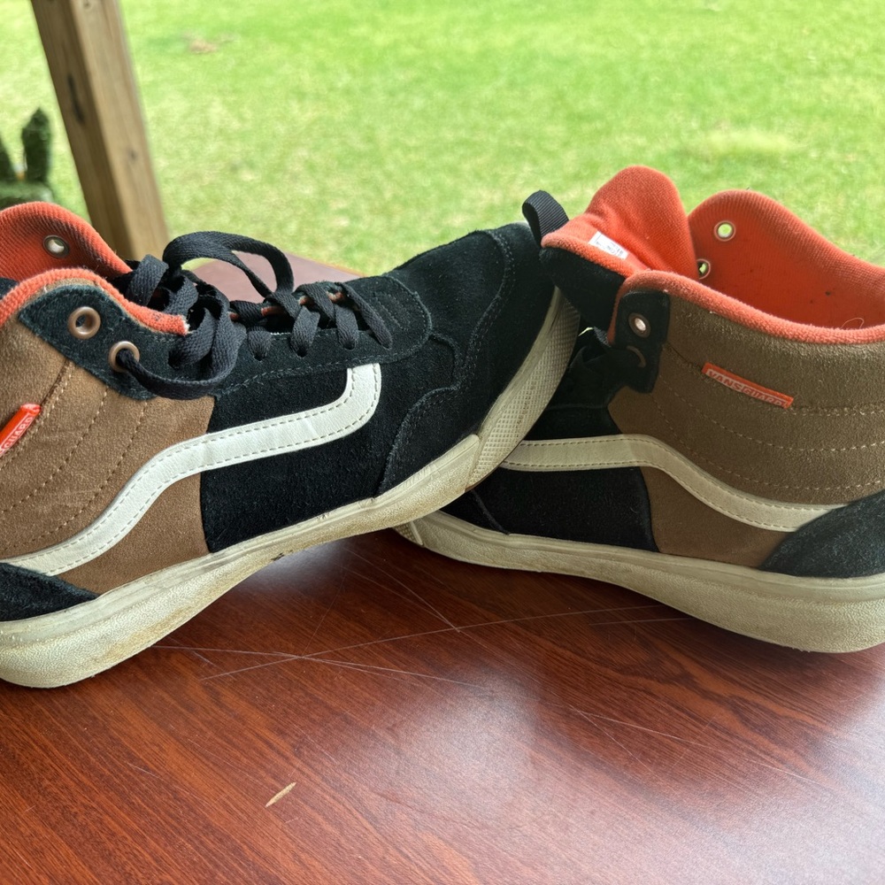 Black and Brown High-Top Sneakers